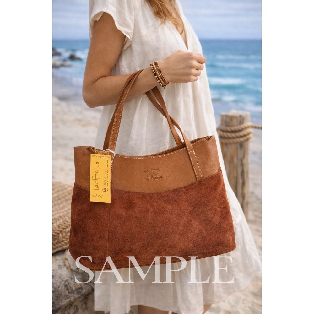 La Aforja Argentina Leather Suede Tote Bag Brown Handmade Shoulder Bag